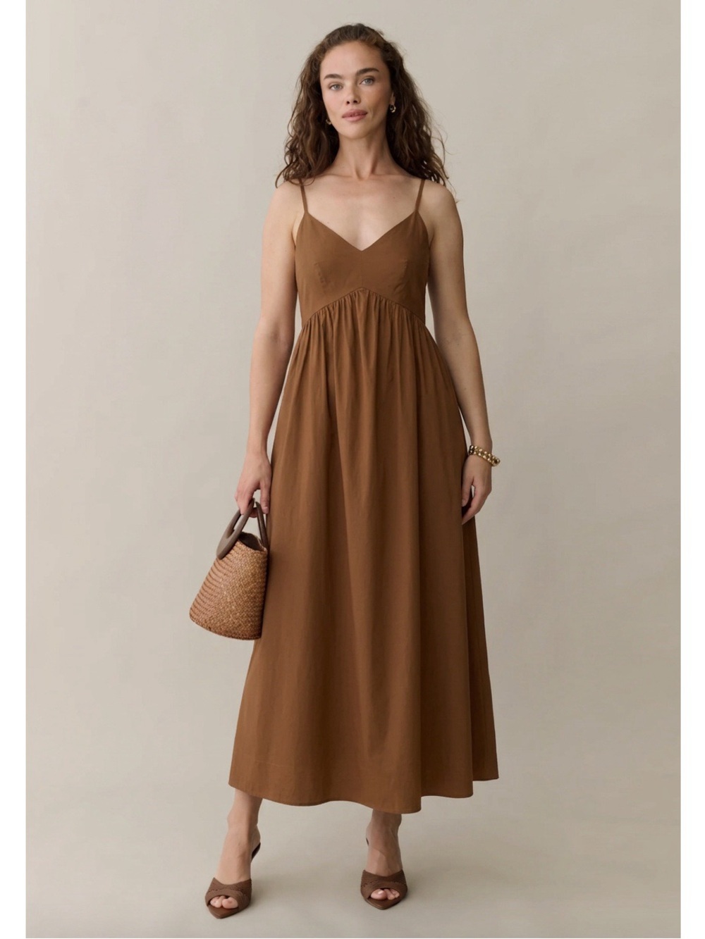 O.P.T Spaghetti Strap Maxi Dress Brown - Picture 1 of 6
